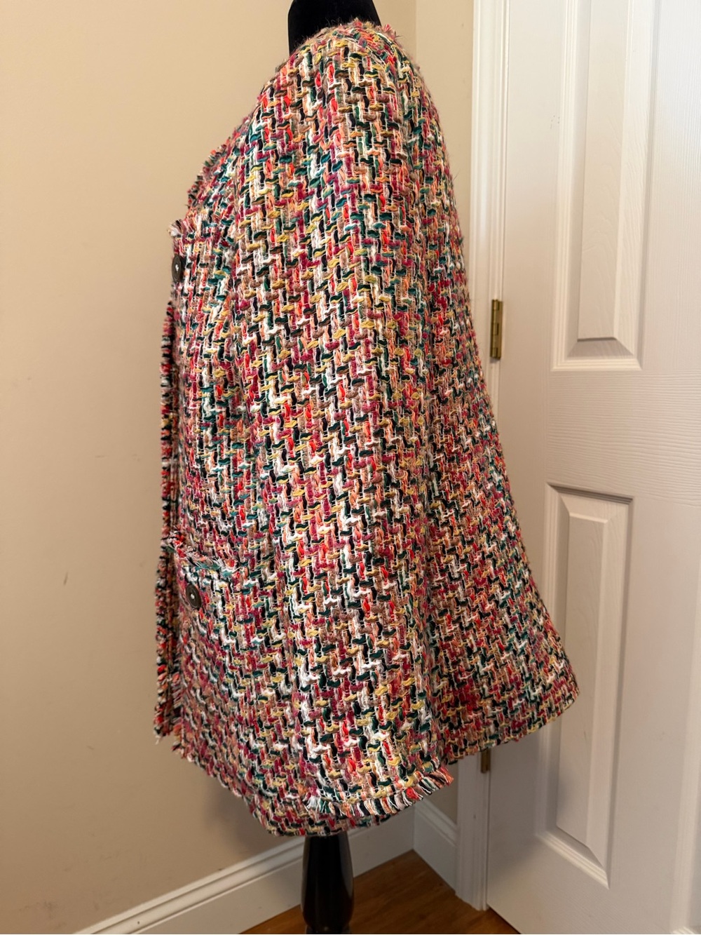 Talbots Multi Color Candy Tweed Fringe Topper Size 16 - Picture 4 of 16
